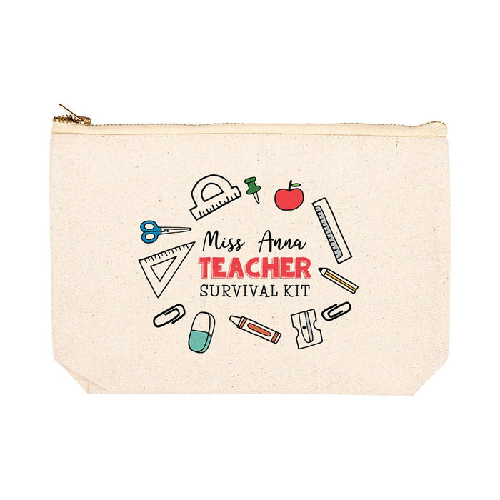 Custom Teacher Appreciation Cosmetic Bags - Aesthetic Bag for Teacher Supplies, 6 Designs Available-Set of 1-Andaz Press-Teacher Survival Kit Custom-