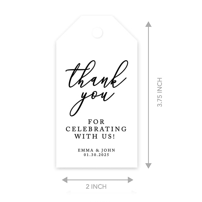 Custom Thank You for Celebrating with Us Wedding Favor Tags with Bakers Twine, 2 x 3.75-Inches-Set of 100-Andaz Press-Minimal Modern-