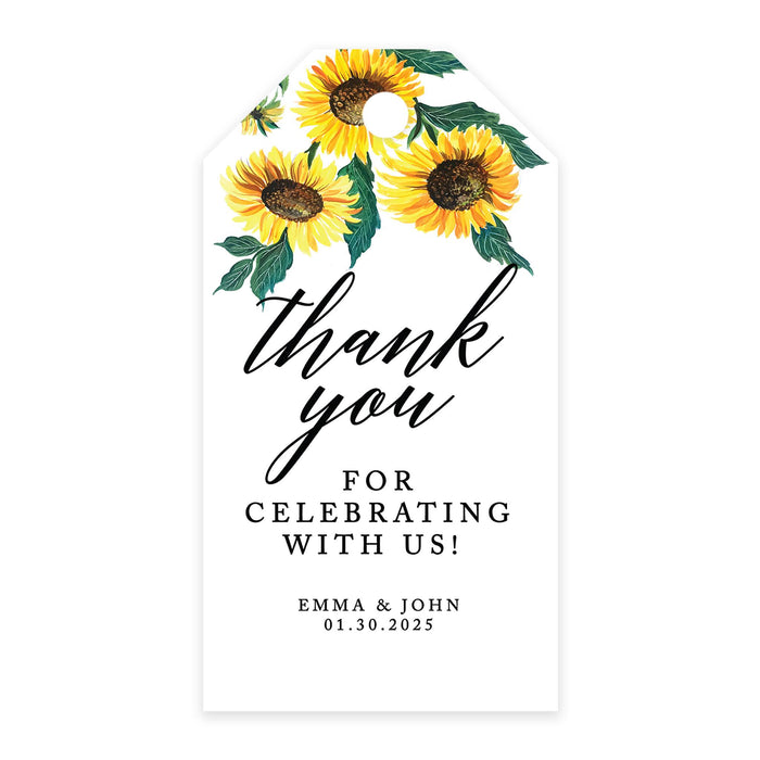 Custom Thank You for Celebrating with Us Wedding Favor Tags with Bakers Twine, 2 x 3.75-Inches-Set of 100-Andaz Press-Sunflowers-