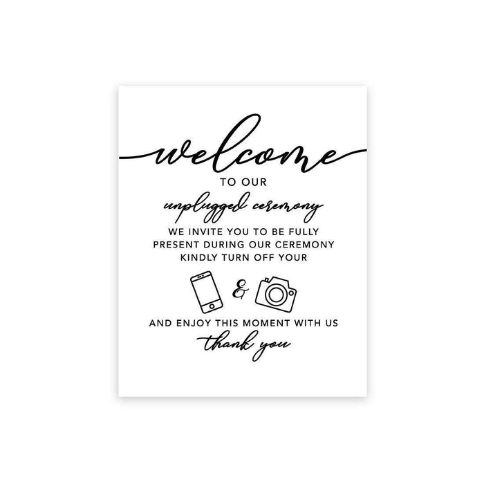 Custom Unplugged Ceremony Canvas Wedding Signs-Set of 1-Andaz Press-We Invite You To Be Fully Present-
