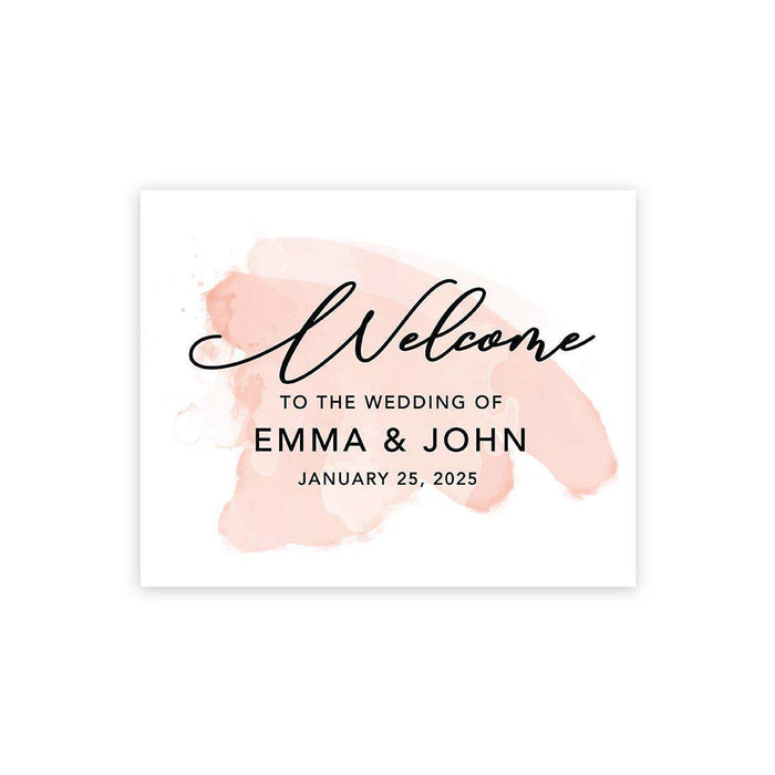 Custom Watercolor Canvas Wedding Guestbook Welcome Signs-Set of 1-Andaz Press-Pink Scripted Welcome To The Wedding Watercolor-