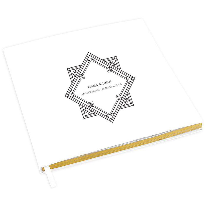 Custom Wedding Guestbook with Gold Accents, White Guest Sign in Registry – 44 Designs-Set of 1-Andaz Press-Art Deco-