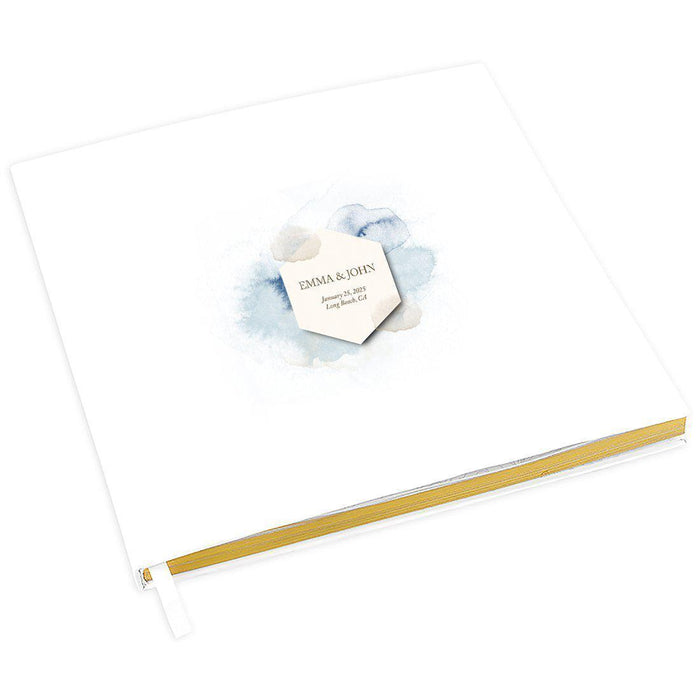 Custom Wedding Guestbook with Gold Accents, White Guest Sign in Registry – 44 Designs-Set of 1-Andaz Press-Light Blue Watercolor Wash-