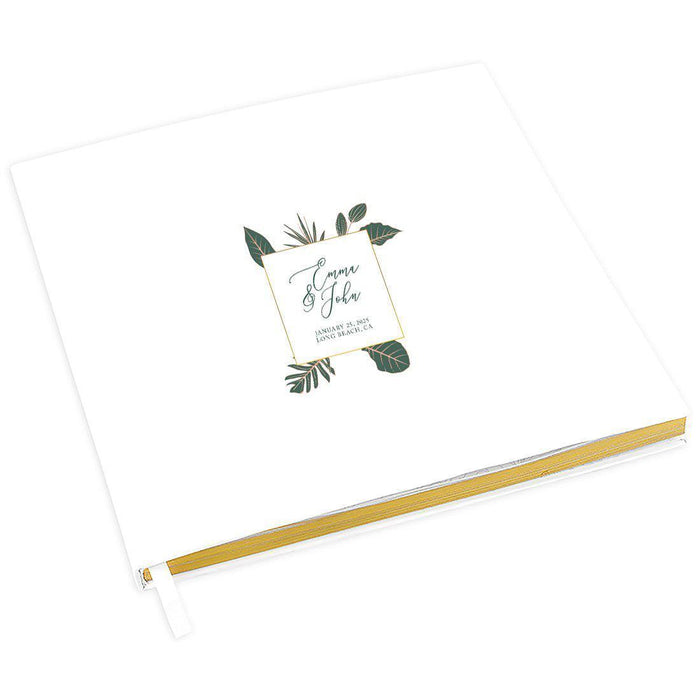 Custom Wedding Guestbook with Gold Accents, White Guest Sign in Registry – 44 Designs-Set of 1-Andaz Press-Modern Tropical Palms-