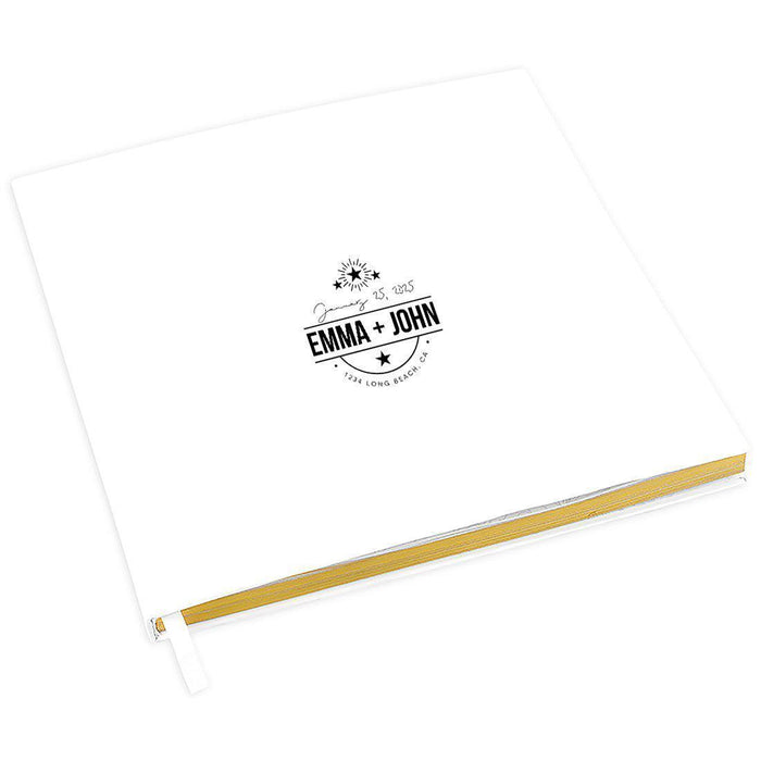 Custom Wedding Guestbook with Gold Accents, White Guest Sign in Registry – 44 Designs-Set of 1-Andaz Press-Nautical Star Design-