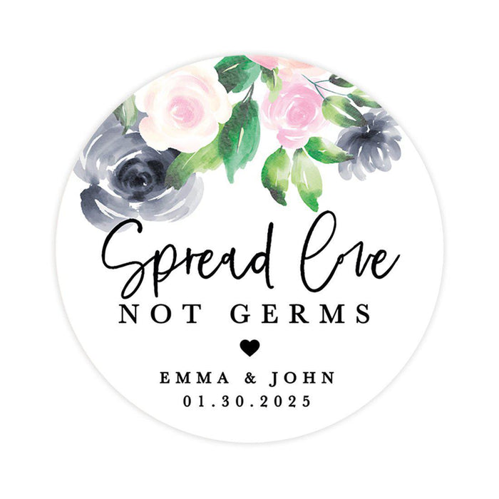 Custom Wedding Round Circle Label Stickers, You Can't Quarantine Love, Wedding Favor Label Stickers-Set of 120-Andaz Press-Watercolor Floral-