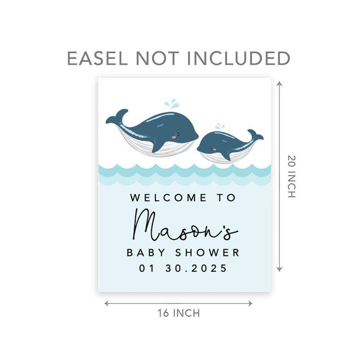 Custom Whale Baby Shower Canvas Welcome Signs-Set of 1-Andaz Press-Baby Whale-