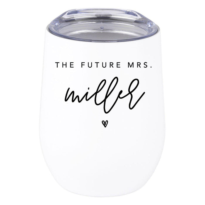 Custom Wine Tumbler with Lid Stemless Stainless Steel Insulated Gift for Wedding Engagement Bridal Shower Gifts-Set of 1-Andaz Press-The Future Mrs. Custom-