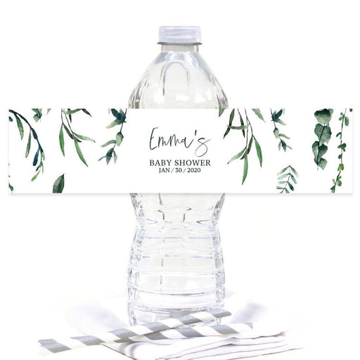 Custom Winter Snowy Woodland Forest Watercolor Baby Shower Party, Water Bottle Label Stickers, Baby Shower Favor-Set of 20-Andaz Press-Water Bottle-