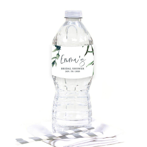 Custom Winter Snowy Woodland Forest Watercolor Wedding Party Collection, Water Bottle Label Stickers-Set of 20-Andaz Press-Bridal Shower-
