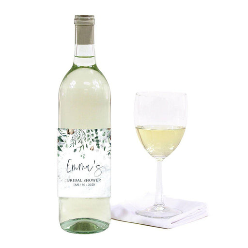 Custom Winter Snowy Woodland Forest Watercolor Wedding Party Collection, Wine Bottle Label Stickers-Set of 20-Andaz Press-Bridal Shower-