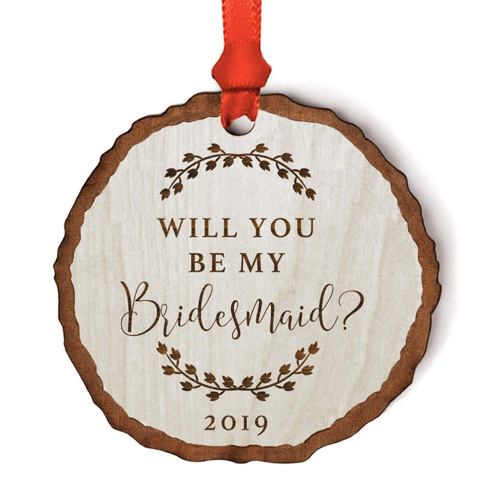 Custom Year Engagement Wedding Proposal Christmas Rustic Farmhouse Keepsake Ornament-Set of 1-Andaz Press-Bridesmaid-