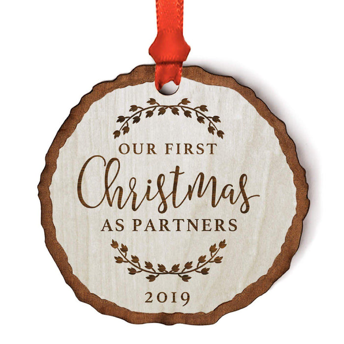 Custom Year Engagement Wedding Proposal Christmas Rustic Farmhouse Keepsake Ornament-Set of 1-Andaz Press-Partners-
