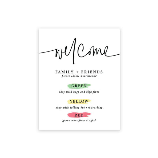 Distance Wedding Canvas Party Sign 16 x 20-inch Welcome Family and Friends with 150-Pack Silicone Wristbands-Set of 1-Andaz Press-