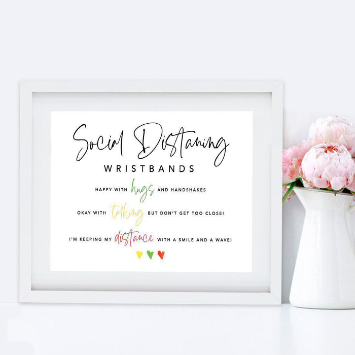Distance Wedding Cardstock Party Signs 8.5 x 11-inch Formal Black and White with 150-Pack Silicone Wristbands-Set of 1-Andaz Press-
