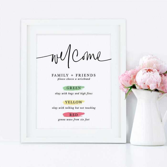 Distance Wedding Cardstock Party Signs 8.5 x 11-inch Welcome Family and Friends with 150-Pack Silicone Wristbands-Set of 1-Andaz Press-