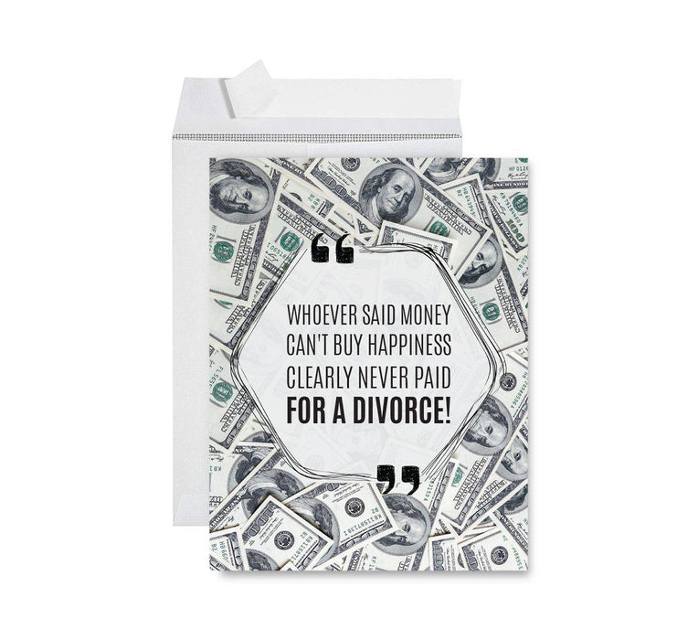 Divorce Jumbo Card, Funny Congratulations Greeting Card for Women, Men, Marriage Divorce Party-Set of 1-Andaz Press-Clearly Never Paid for a Divorce-