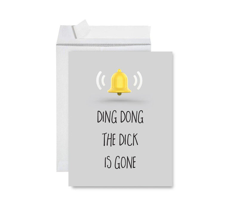 Divorce Jumbo Card, Funny Congratulations Greeting Card for Women, Men, Marriage Divorce Party-Set of 1-Andaz Press-Ding Dong The D*ck is Gone-