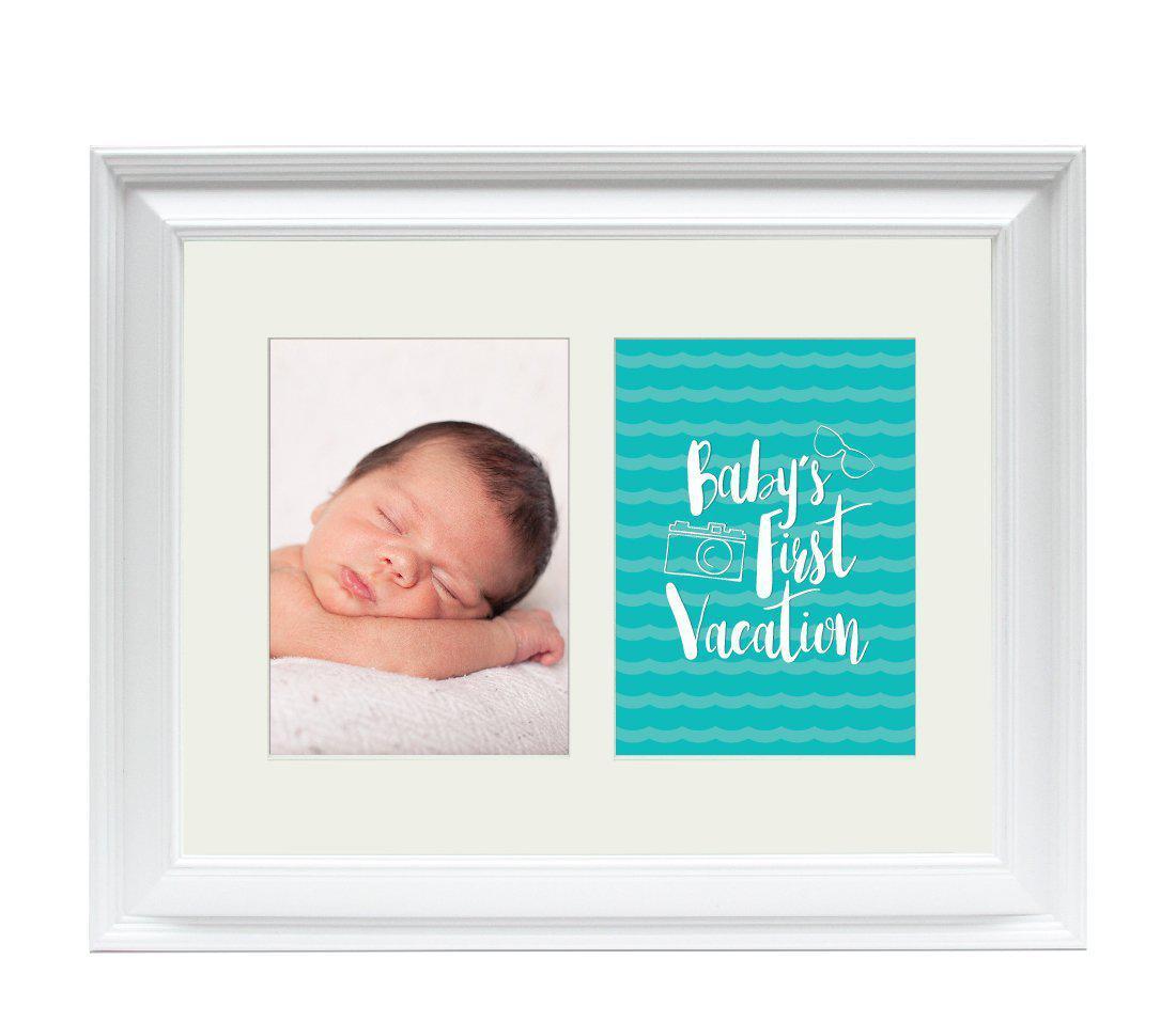 Double White 5 x 7-Inch Photo Frame Baby Wall Art-Set of 1-Andaz Press-First Vacation-