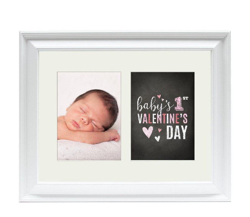 Double White 5 x 7-Inch Photo Frame Baby Wall Art-Set of 1-Andaz Press-First Valentine's Day-