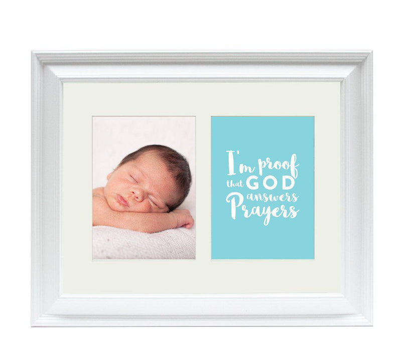 Double White 5 x 7-Inch Photo Frame Baby Wall Art-Set of 1-Andaz Press-God Answers Prayers Boy-