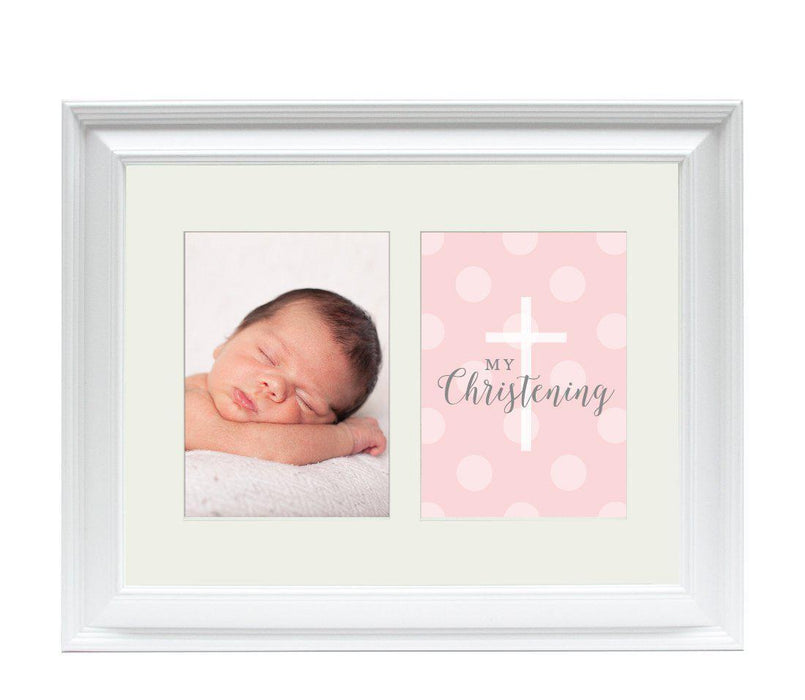 Double White 5 x 7-Inch Photo Frame Baby Wall Art-Set of 1-Andaz Press-My Christening Girl-
