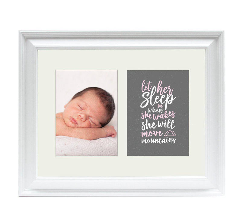 Double White 5 x 7-Inch Photo Frame Baby Wall Art-Set of 1-Andaz Press-Nursery Will Move Mountains Girl-