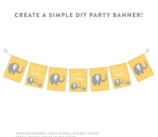 Elephant Baby Shower Party Signs & Banner Decorations-Set of 20-Andaz Press-