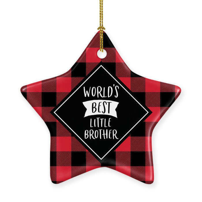 Family Star Shaped Porcelain Ornament Collection 1-Set of 1-Andaz Press-Little Brother-