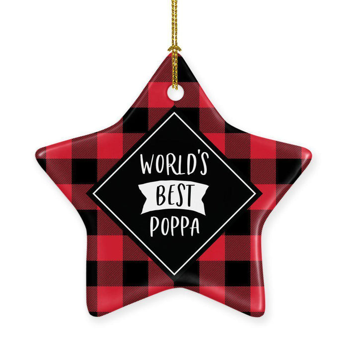Family Star Shaped Porcelain Ornament Collection 2-Set of 1-Andaz Press-Poppa-