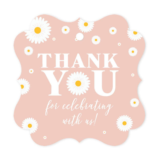 Fancy Frame Kids Party Favor Thank You Tags with String, For Party Favors Bags-Set of 40-Andaz Press-Daisy-