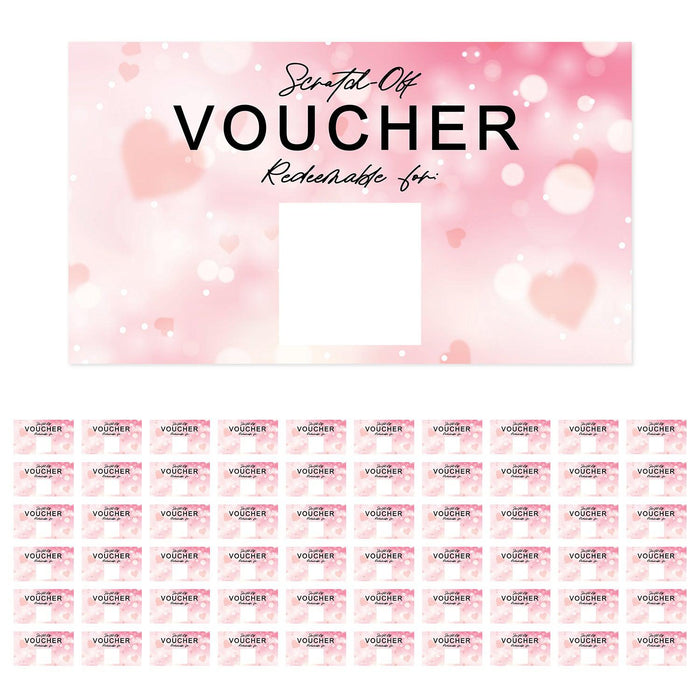Fill In DIY Scratch-Off Vouchers Couples Date Cards, Valentine’s Day Love Coupons-Set of 60-Andaz Press-Blurred Hearts-