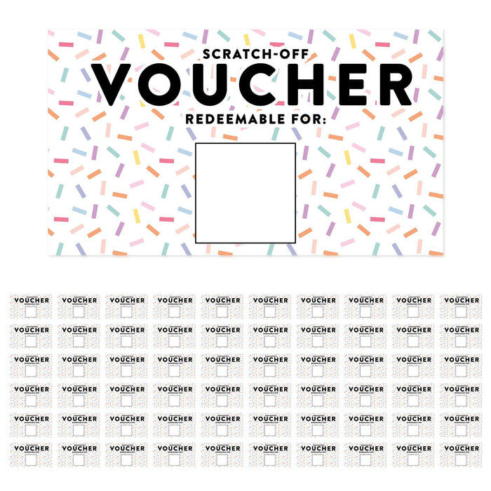Fill In DIY Scratch-Off Vouchers Couples Date Cards, Valentine’s Day Love Coupons-Set of 60-Andaz Press-Sprinkles-