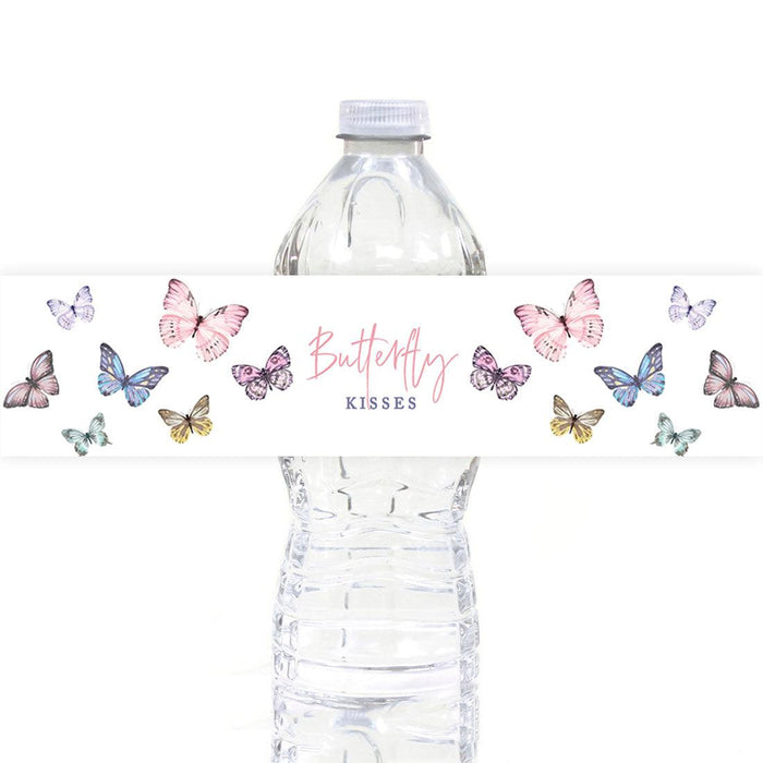 First Birthday Party Favor Water Bottle Label Stickers, For Kids-Set of 40-Andaz Press-Butterfly-