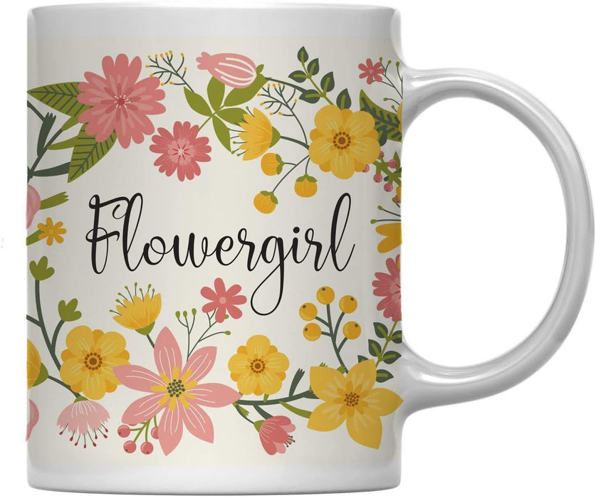 Floral Flowers Wedding Party Ceramic Coffee Mug-Set of 1-Andaz Press-Flowergirl-