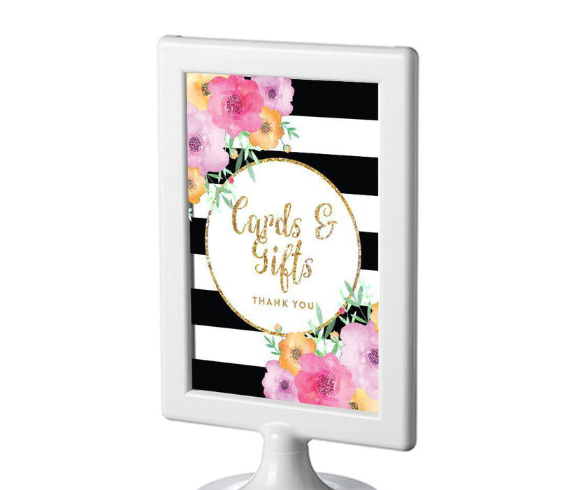 Floral Gold Glitter Wedding Framed Party Signs-Set of 1-Andaz Press-Cards & Gifts Thank You-