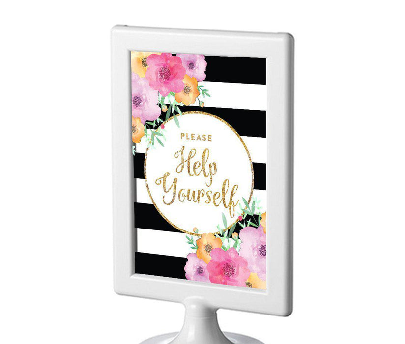 Floral Gold Glitter Wedding Framed Party Signs-Set of 1-Andaz Press-Please Help Yourself-