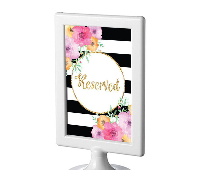 Floral Gold Glitter Wedding Framed Party Signs-Set of 1-Andaz Press-Reserved-