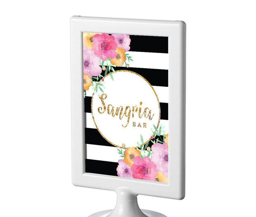Floral Gold Glitter Wedding Framed Party Signs-Set of 1-Andaz Press-Sangria Bar-