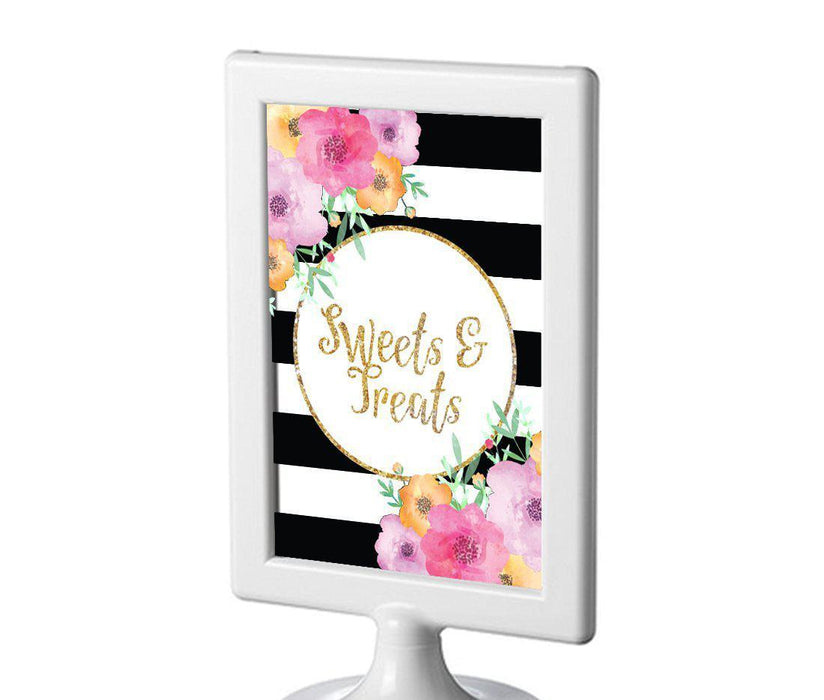 Floral Gold Glitter Wedding Framed Party Signs-Set of 1-Andaz Press-Sweets & Treats-