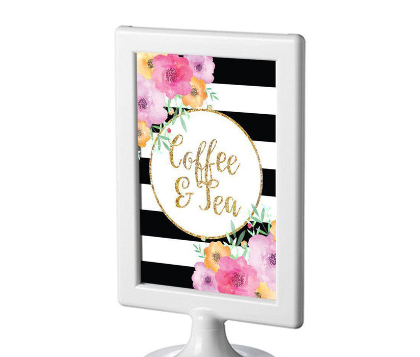 Floral Gold Glitter Wedding Framed Party Signs-Set of 1-Andaz Press-Tea & Coffee-