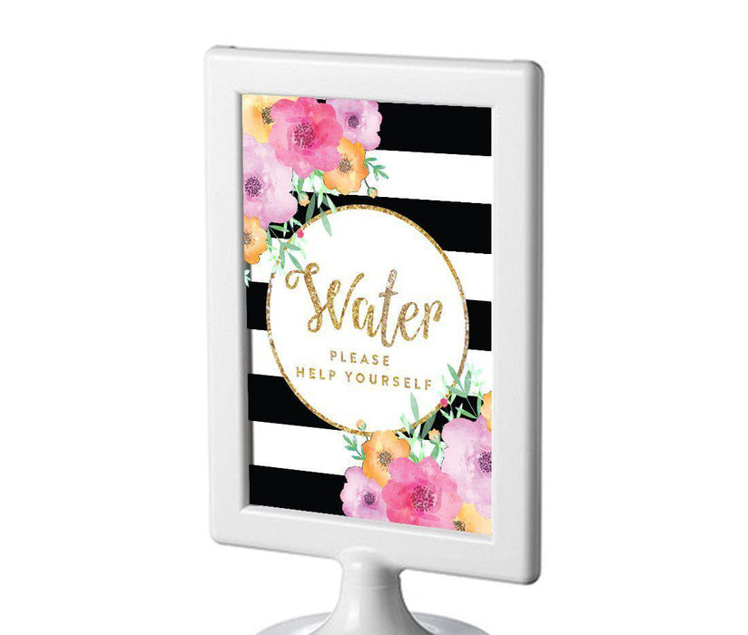 Floral Gold Glitter Wedding Framed Party Signs-Set of 1-Andaz Press-Water-