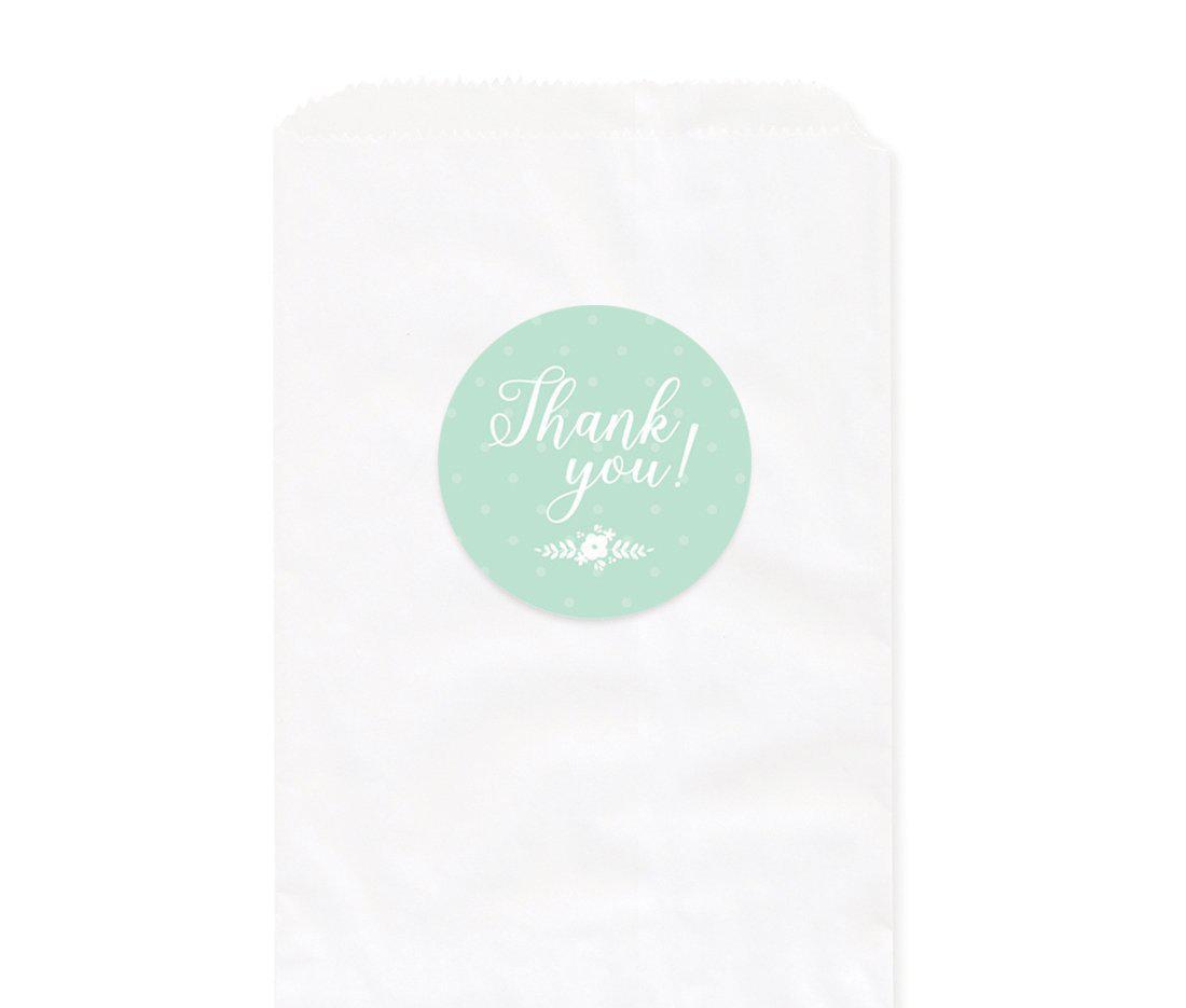 Floral Mint Green Wedding Favor Bag DIY Party Favors Kit, Thank You!-Set of 24-Andaz Press-