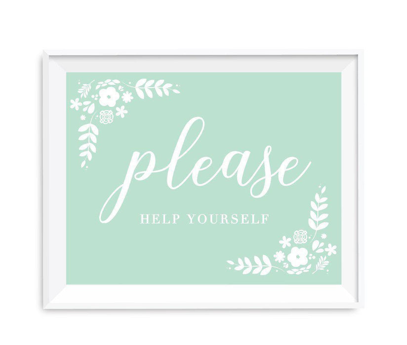 Floral Mint Green Wedding Party Signs-Set of 1-Andaz Press-Please Help Yourself-