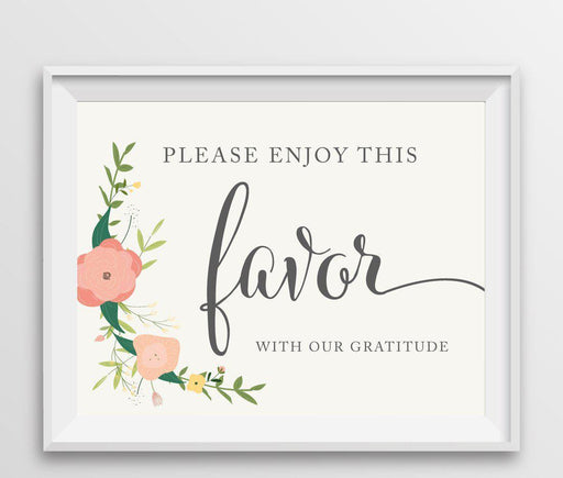Floral Roses Wedding Favor Party Signs-Set of 1-Andaz Press-Please Enjoy Favor With Our Gratitude-
