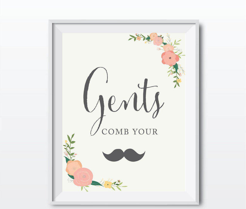 Floral Roses Wedding Party Signs, 2-Pack-Set of 2-Andaz Press-Ladies, Gents-