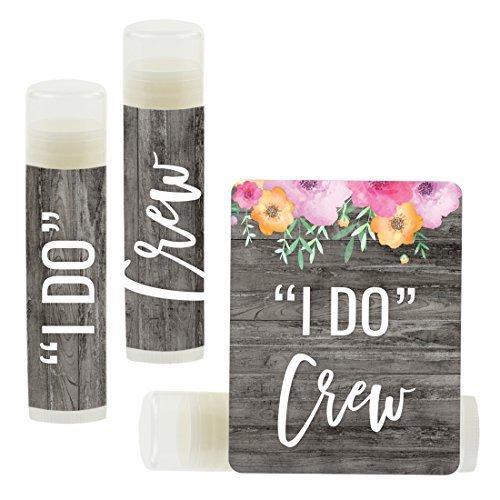 Florals on Gray Rustic Wood, Lip Balm Party Favors-Set of 12-Andaz Press-I Do Crew-