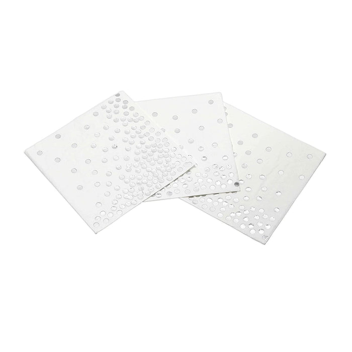 Foil Polka Dot Tableware Napkins-Set of 50-Andaz Press-Silver-