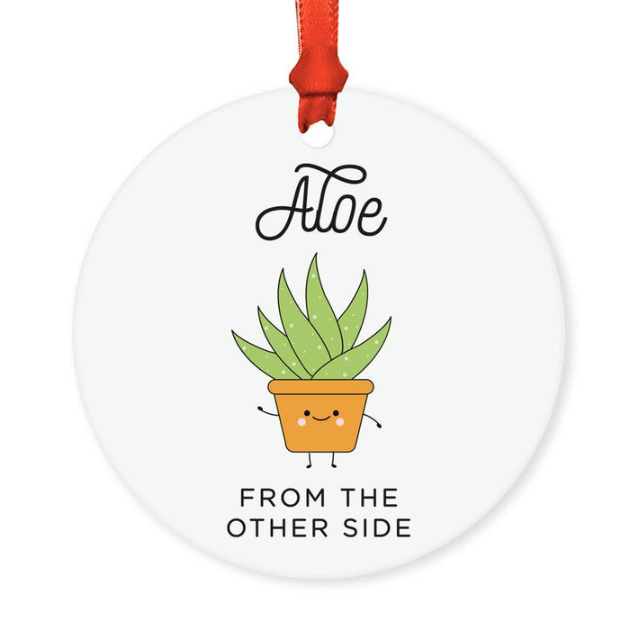 Food Pun 1 Round MDF Christmas Tree Ornaments-set of 1-Andaz Press-Aloe Vera-