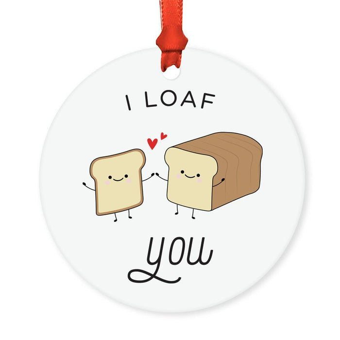 Food Pun 4 Round MDF Christmas Tree Ornaments-Set of 1-Andaz Press-Bread Loaf-